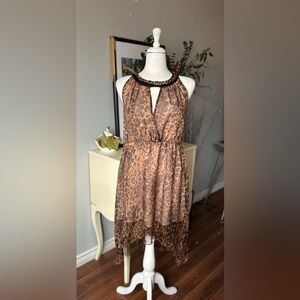 Bella D. Chain Accent Dress keyhole front ,